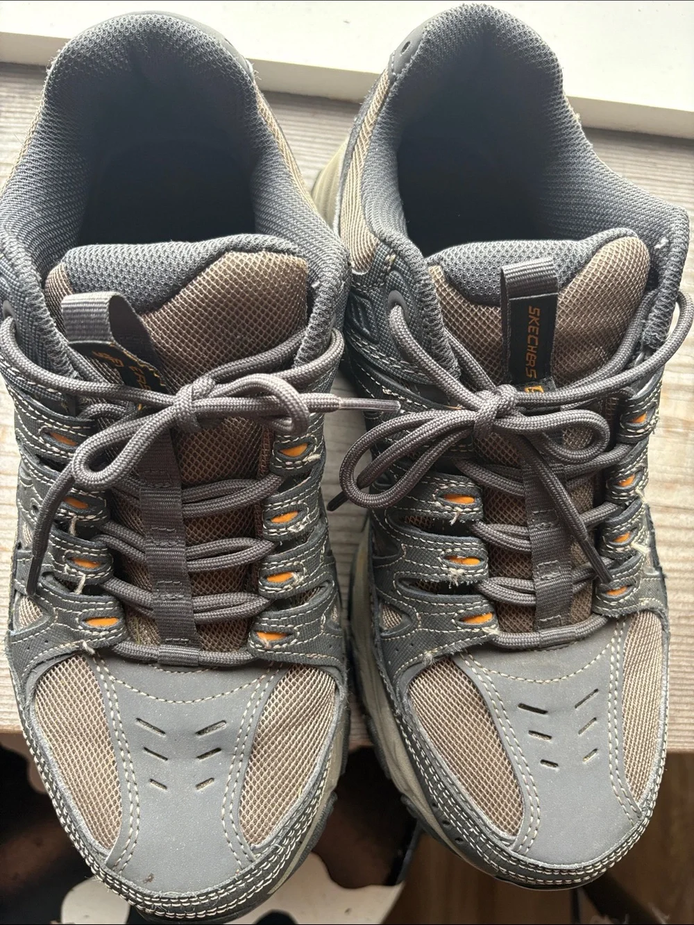Skechers Men’s Gray and Brown Mesh Athletic Sneakers